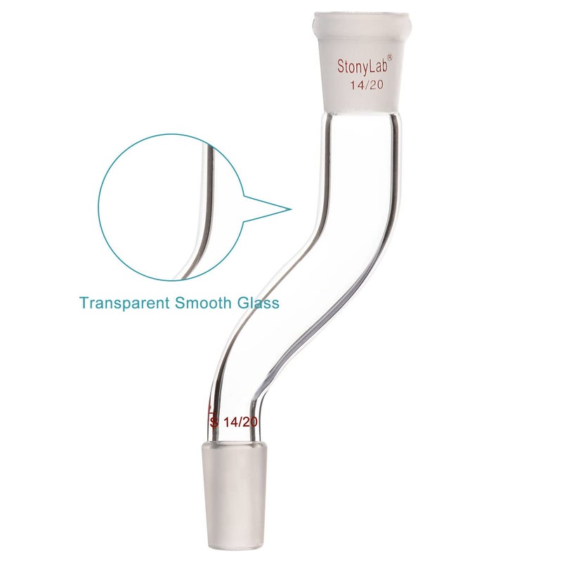 stonylab Glass Offset Laboratory Adapter, Borosilicate Glass Offset Adapter with Standard 14/20 Joints for Laboratory Lab Supply - Image 3